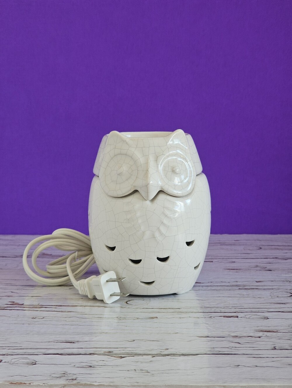 PartyLite ScentGlow Electric Wax Warmer Crackle Look Ceramic Owl